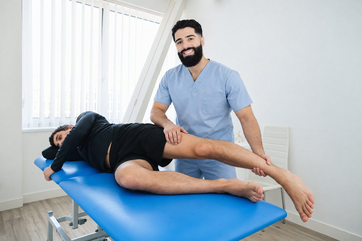 Arman Moshkelani treating a patient on the physiotherapy table